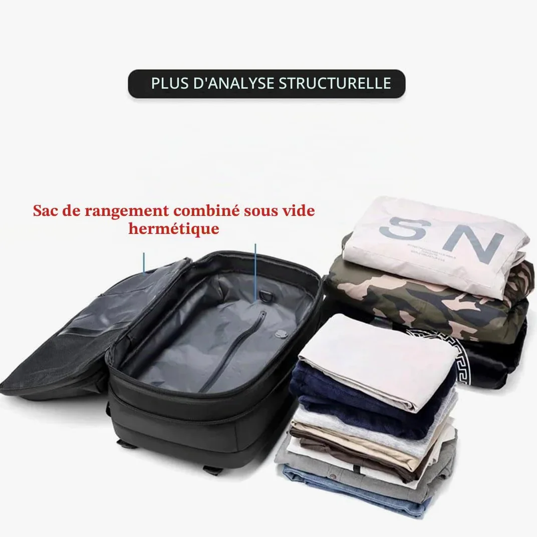 Airbag Sac à dos sous vide, 60 l, pour avion, avec compartiment pour ordinateur portable