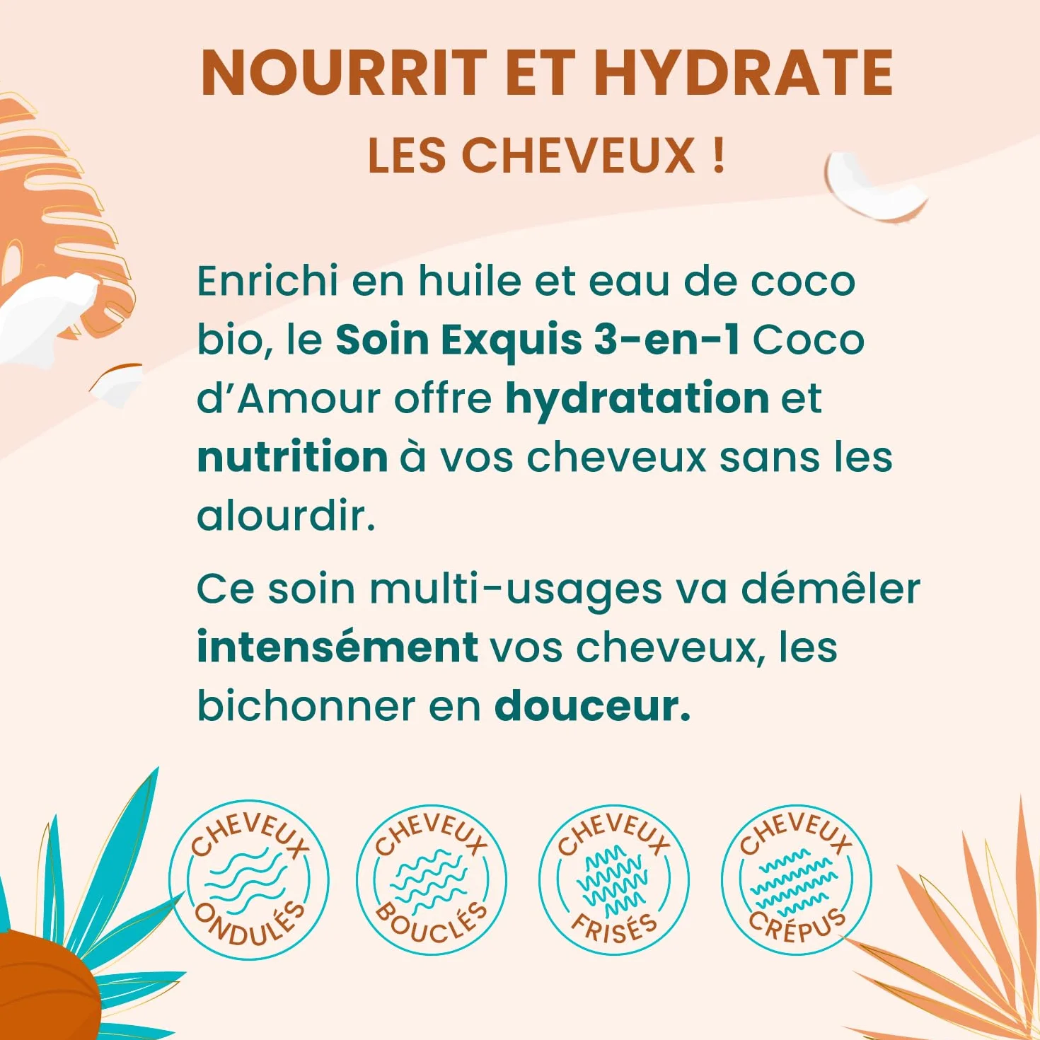 ACTIVILONG Soin Exquis 3-En-1 Coco D'Amour Cheveux Secs Et Texturés 250ml 97% Ingrédients Naturels