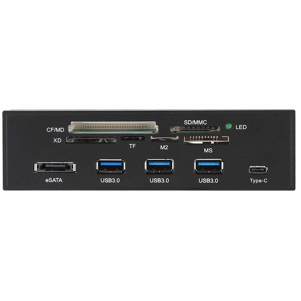 Lecteur de Carte Interne PC 5.25 Pouces Multifonction, Support M2 MSO SD MS XD CF 64G avec LED