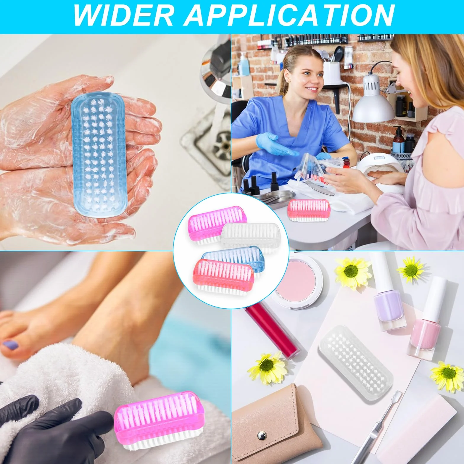 Brosse à Ongles Main 4 Pcs, Brosse Nettoyage Mains Nail Art (4 Couleurs)