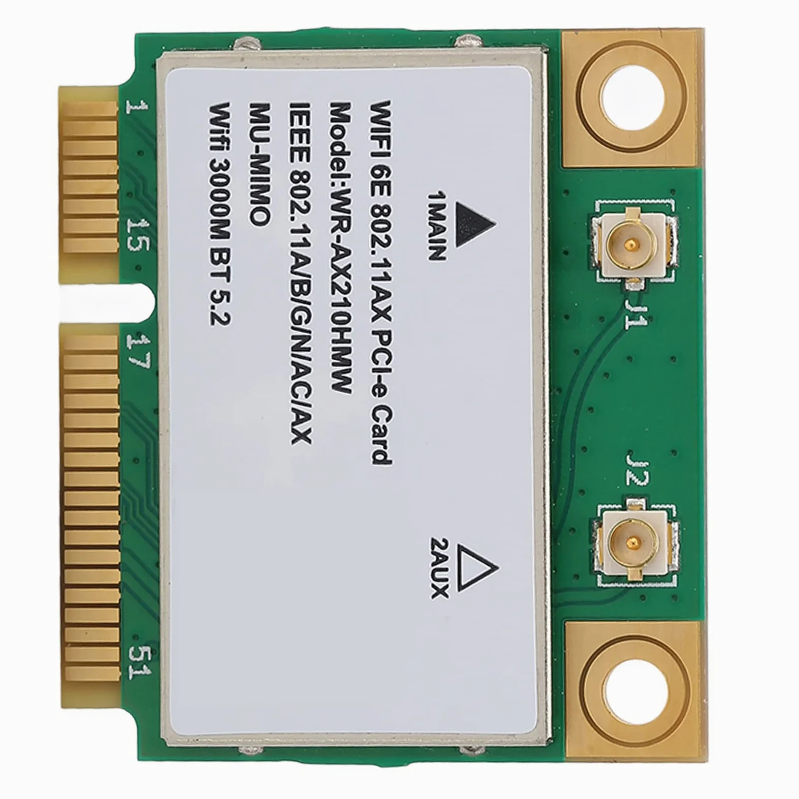 Carte Réseau Interne sans Fil Gigabit Triple Bande AX210 5374M WIFI 6E 5G, MINIPCIE 5.2 BT, Port Mini PCIE, Technologie MU MIMO