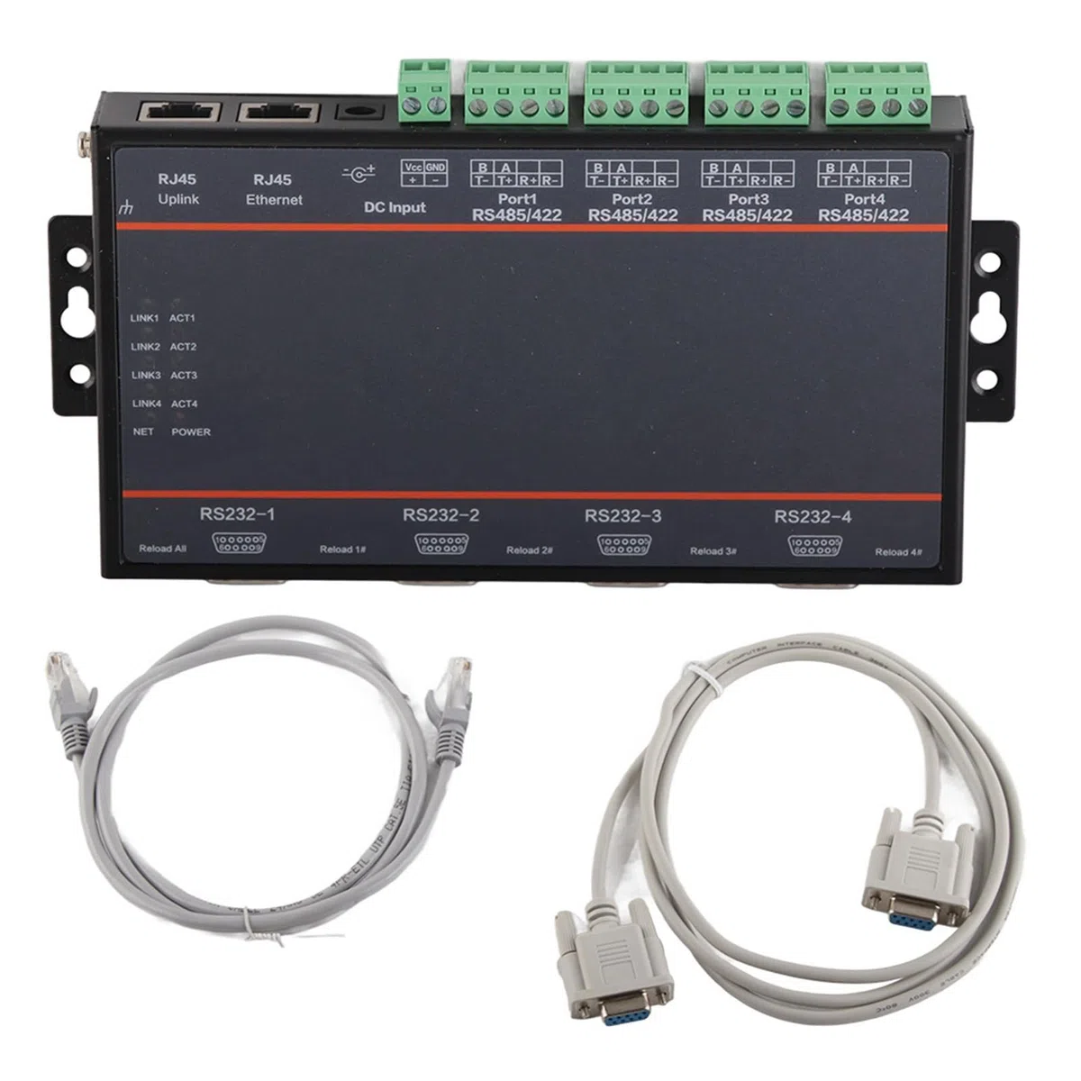 Serveur série HF 5142B, convertisseur 4 Ports RS232/485/422 vers Ethernet, Serveur de périphériques série de qualité Industrielle avec Large Tension 5 36 V, Protection 4 KV pour