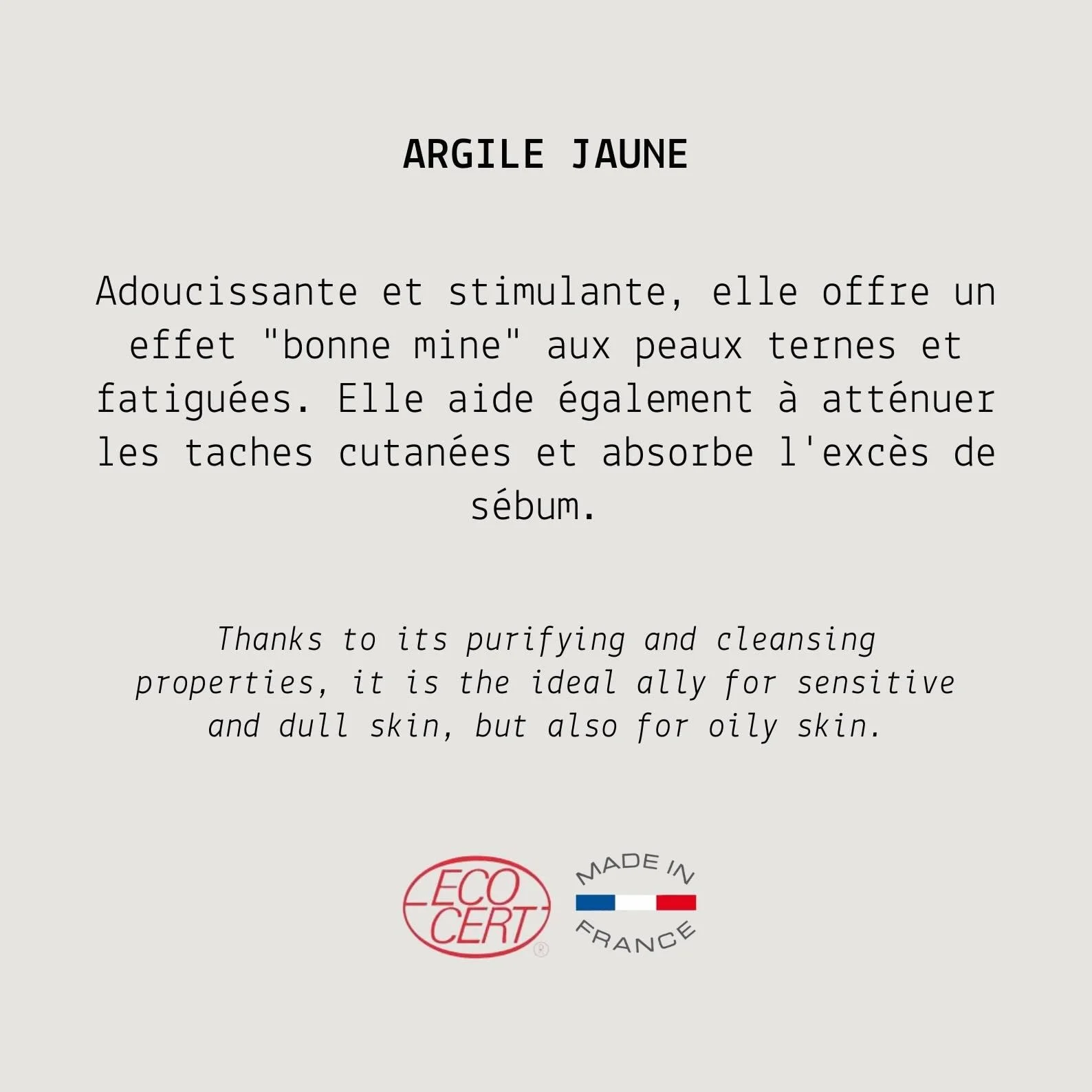MyCosmetik Argile jaune 100% naturelle Cosmétique Ecocert COSMOS NATURAL 100 g
