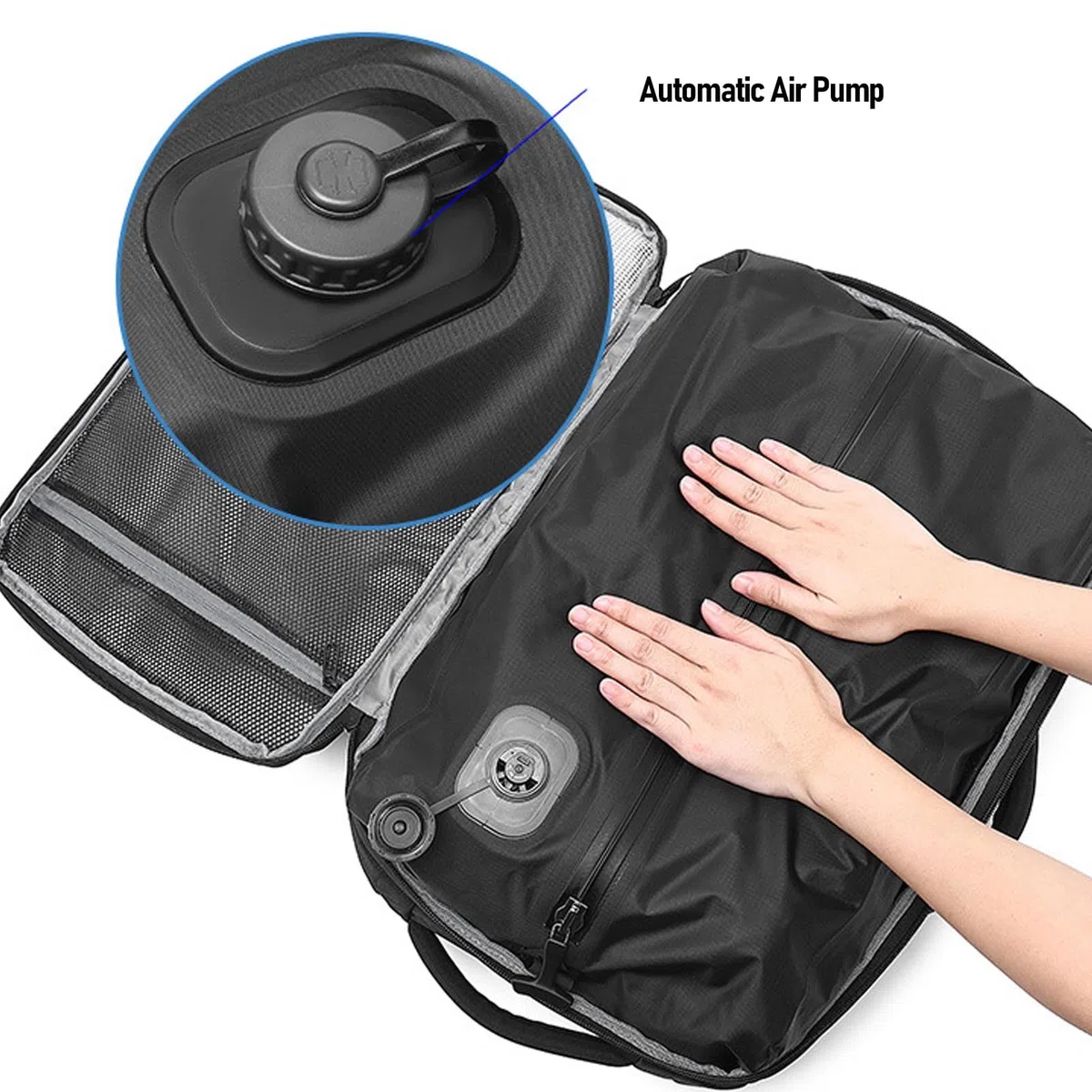 Dpofirs Backpack de Voyage à Vide, Sac à Dos Extensible 22L, avec une Pompe à Vide, un Ordinateur Portable de 19 Pouces, un Sac de Compression de Phoque, pour les Voyages D'affaires