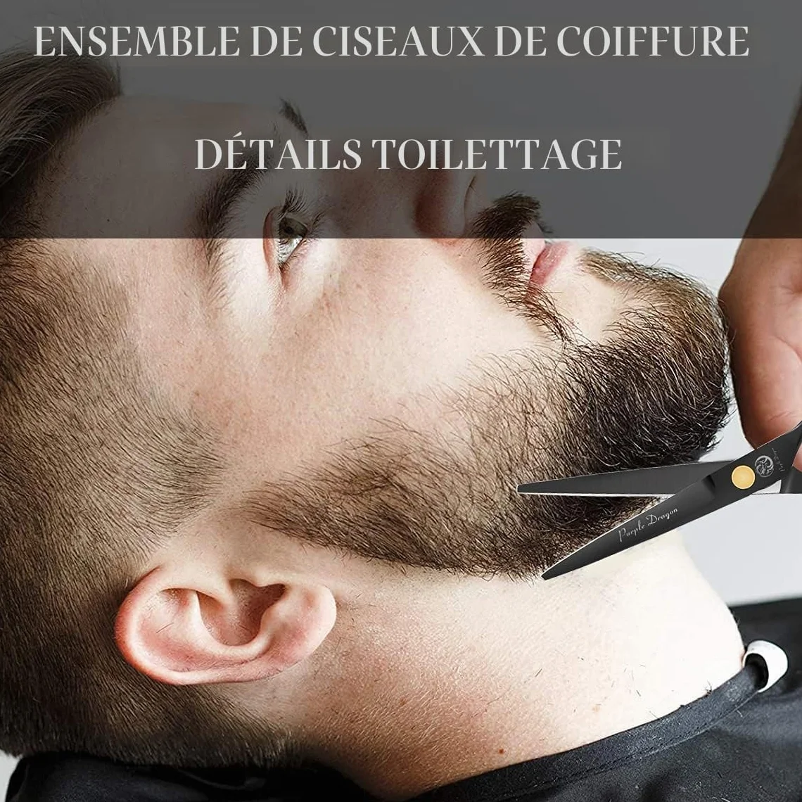 Kit de Ciseaux de Coiffure Professionnel 5,5 pouces Inox Rasoir Acier Coupe Frange Barbe