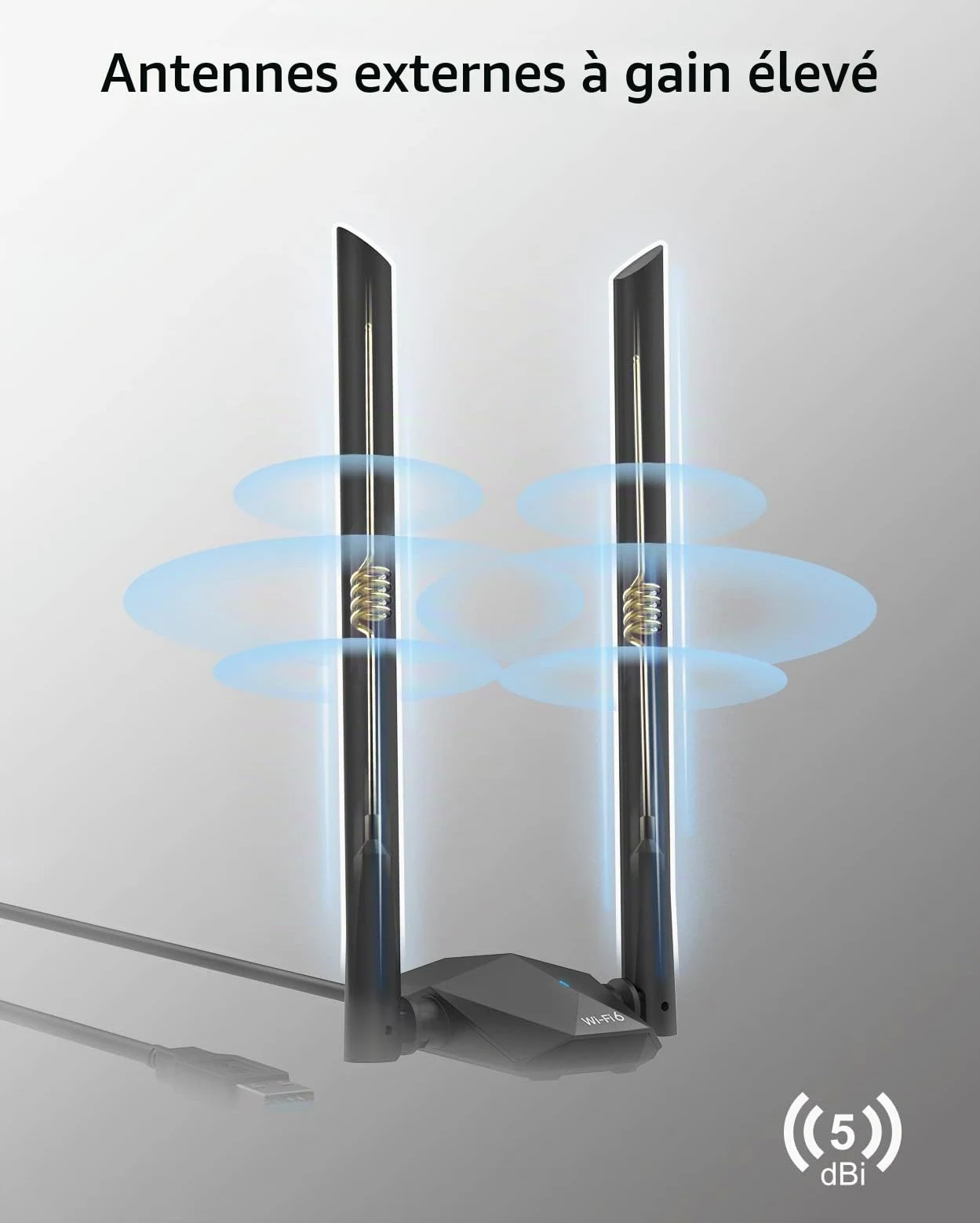 BrosTrend AX1800 WiFi 6 Clé WiFi USB Linux Puissante, Longue Portée Antenne | Bi-Bande 5GHz & 2.4G Dongle WiFi pour Ubuntu, Mint, Debian, Kubuntu, Mate, Zorin, Windows 11/10 etc. PC, Raspberry Pi, Odroid