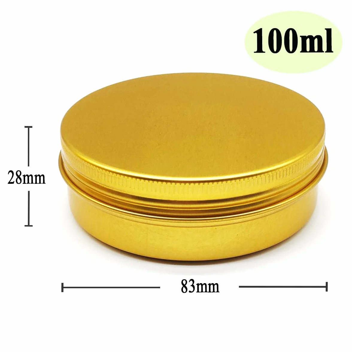 Bocaux en aluminium 100 ml doré avec couvercle à vis lot de 6 pour DIY baume à lèvres crème de visage
