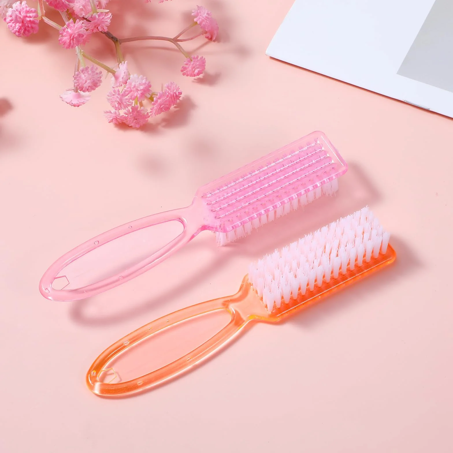 Lot de 4 brosses à ongles poils souples manucure récurer bleu violet rose orange