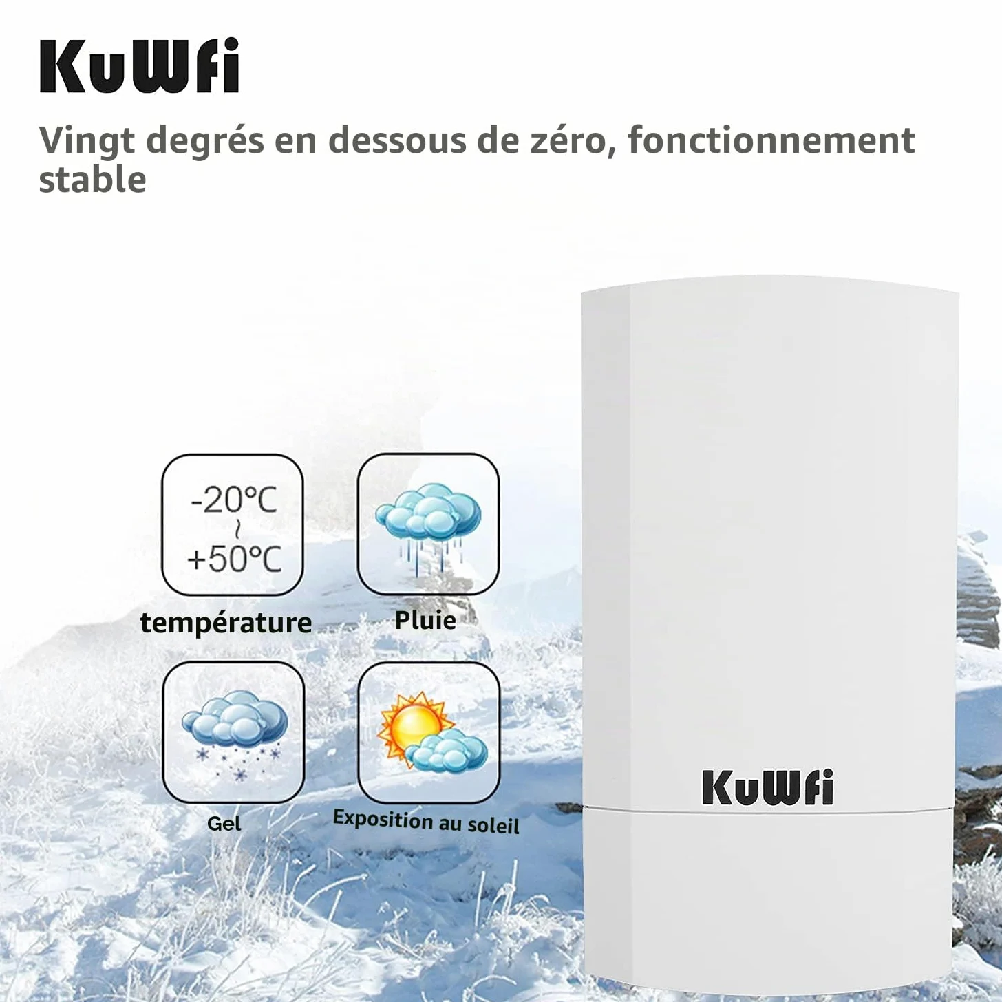300Mbps Point d'accès extérieur Wi-FI Pont WiFi Ethernet, KuWFi Pont/CPE sans Fil intérieur et extérieur prenant en Charge Une Solution de Distance de Transmission de 1km pour PTP, Application PTMP
