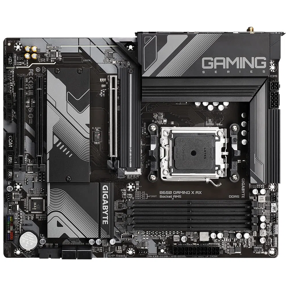 GIGABYTE B650 Gaming X AX Carte mère - Compatible avec Les processeurs AMD Série 9000, VRM numérique 8+2+2 Phases, jusqu'à 8000 MHz DDR5 (OC), 1xPCIe 5.0 + 2xPCIe 4.0 x4 M.2, Wi-FI 6E, LAN 2.5GbE