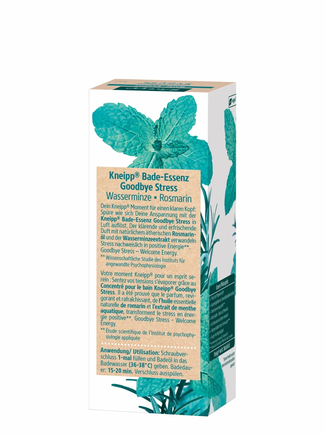 Kneipp Goodbye Stress Huile de bain aux huiles essentielles de romarin et menthe d'eau 100 ml