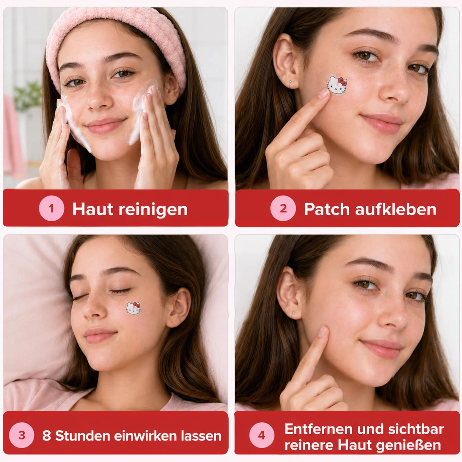 Hello Kitty Patch Bouton Hydrocolloïde 20 pcs – Anti Acné Visage Jour Nuit – Pimple Patch Absorbe Sébum Point Noir Nez Design Cute