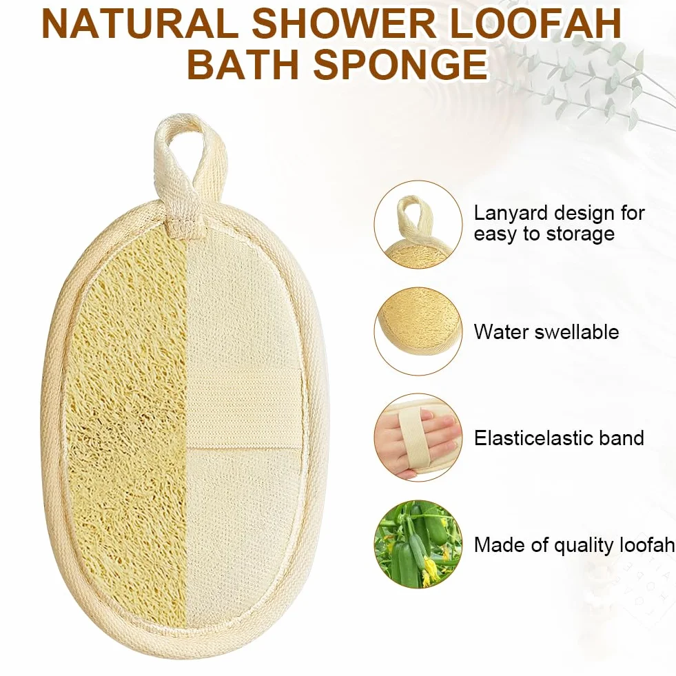 AOOWU Éponge Loofah Naturel 4PCS Luffa Back Scrubber pour Corps Bain