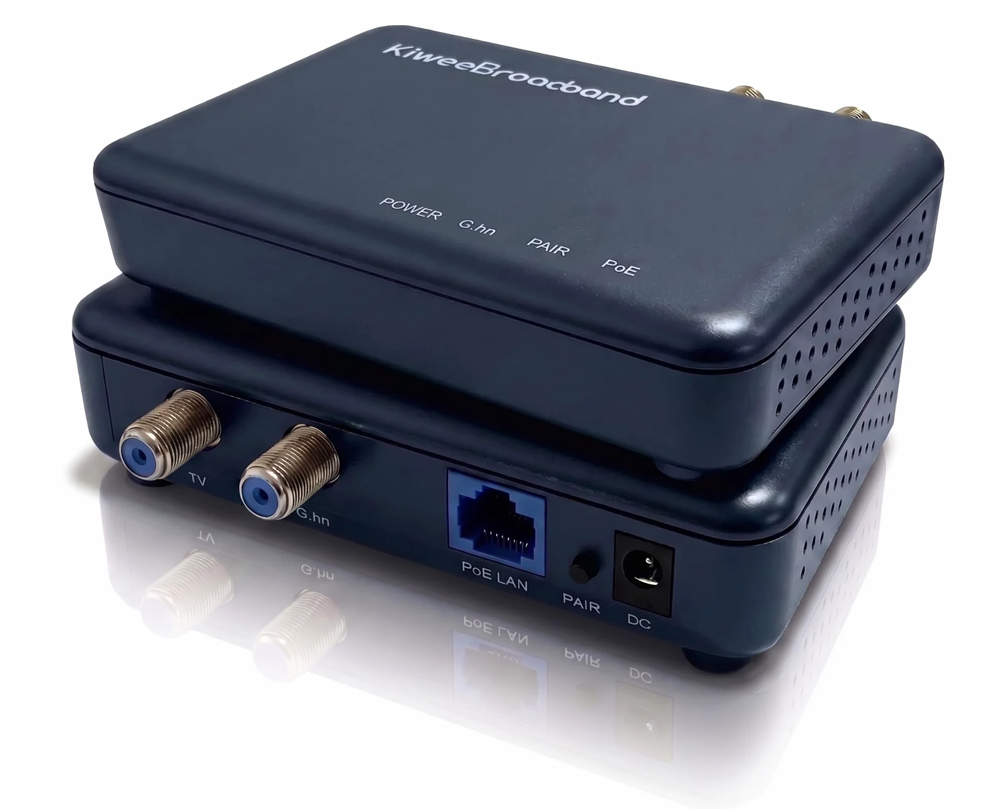 KB-G3-03 Kit Adaptateur Coaxial G.hn Wave 2 (Pack de 2) avec Port 2.5GbE & PoE+ (30W) – Ethernet Via Câble Coaxial (1.6Gbps), pour Point d'Accès Wi-FI 6E/7, IP Caméra, Compatible TNT/Sat