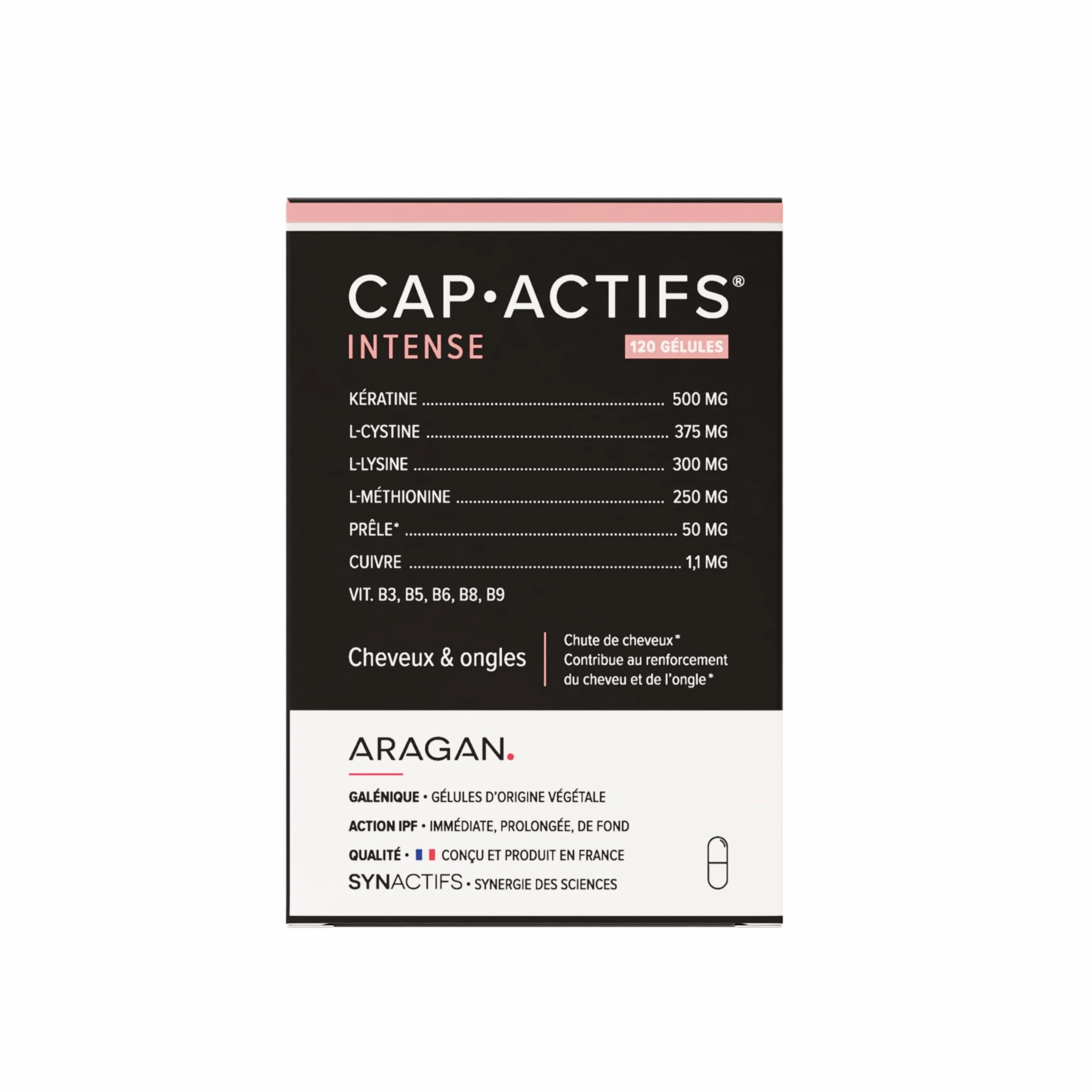 ARAGAN Capactifs Intense Complement Alimentaire Cheveux Pousse Cheveux & Ongles Kératine Zinc Vitamines 1 mois 2 phases Fabriqué en France