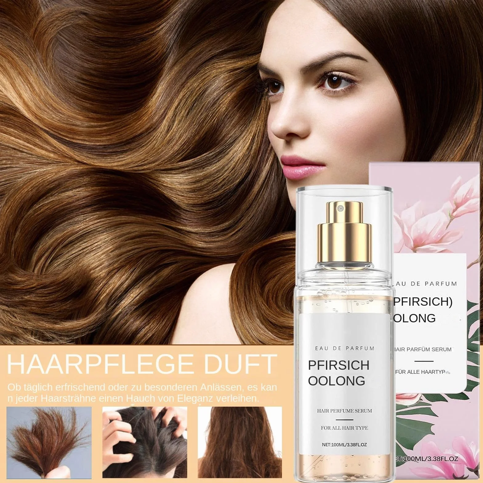 Parfum de soin des cheveux traitant nourrissant hydratant pour cheveux secs, doux et lisse usage quotidien