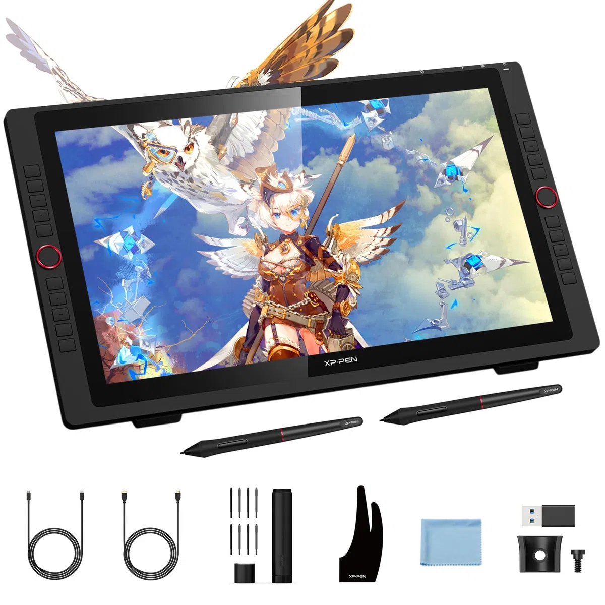 XP-Pen Artist 22R Pro Tablette Graphique à Ecran Professionnelle de 21,5 Pouces Stylet Passif sans Batterie à 8192 Niveaux Compatible Mac et Windows