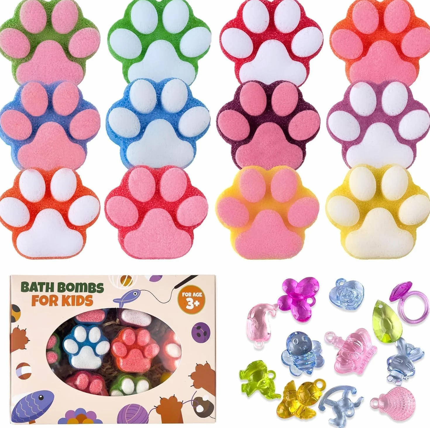 Bombe de bain pour enfants avec jouet surprise 12 pièces artisanales cristaux étincelants kit cadeau SPA Noël anniversaire