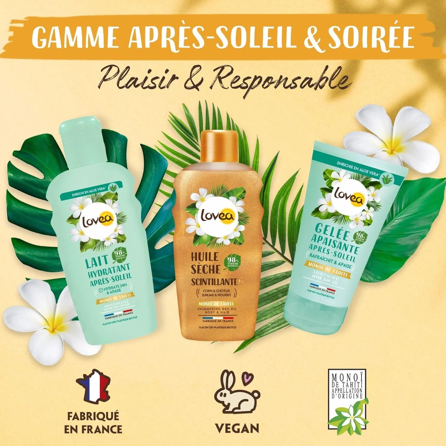 LOVEA Après-Soleil Gelée Rafraîchissante Monoï de Tahiti & Aloe Vera Visage & Corps 150ml