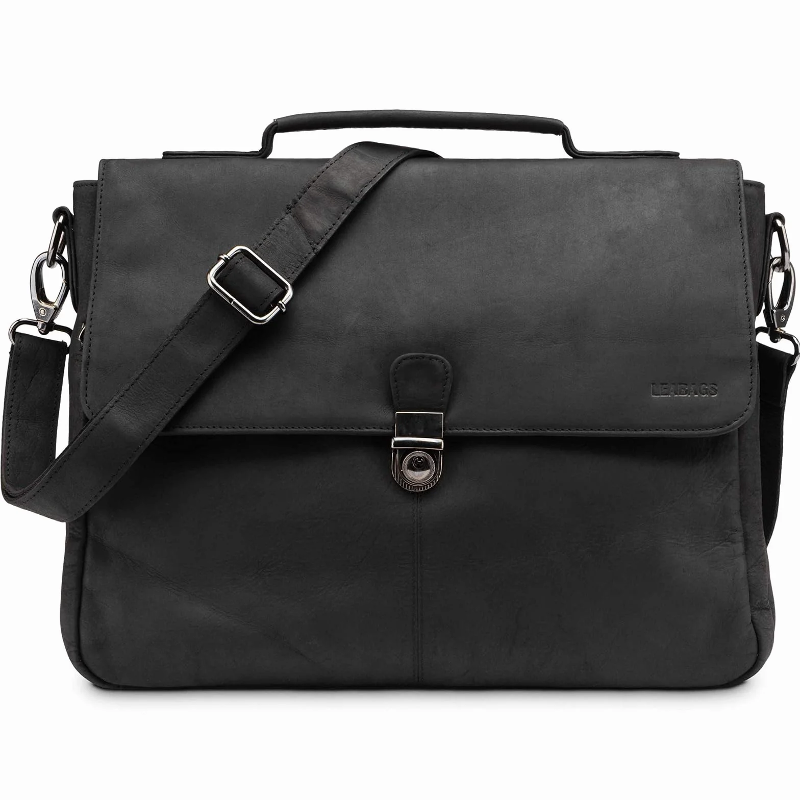 LEABAGS Sac à bandoulière en cuir pour hommes et femmes | Sac pour ordinateur portable jusqu'à 15 pouces | Sangle d'épaule | Sac messager | Sac de travail | Sac d'enseignant