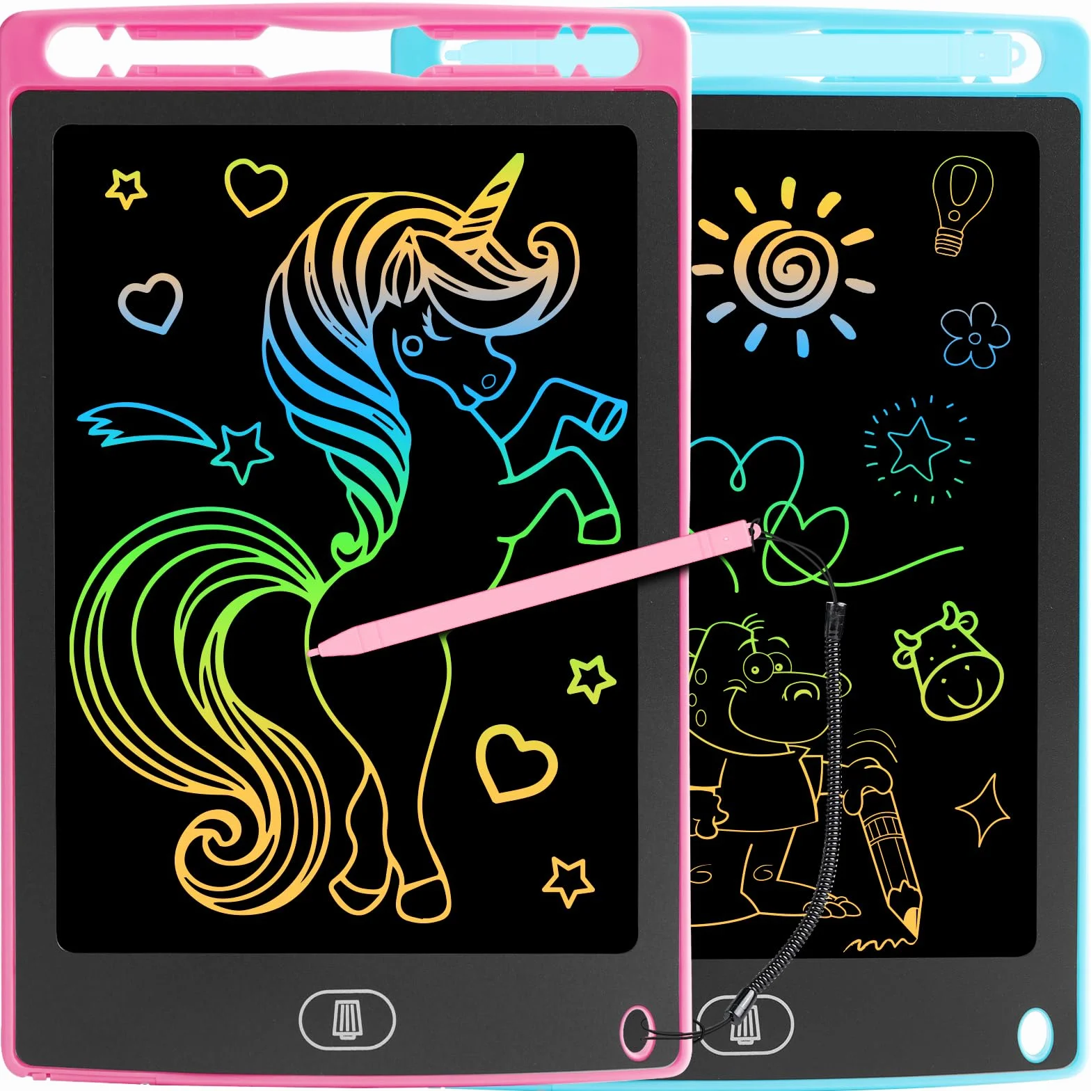 Electight Tablette Dessin Enfant 8,5 Pouces LCD Écriture Verrouillage Effacement Cadeau Éducatif 2-7 Ans Rose Bleu
