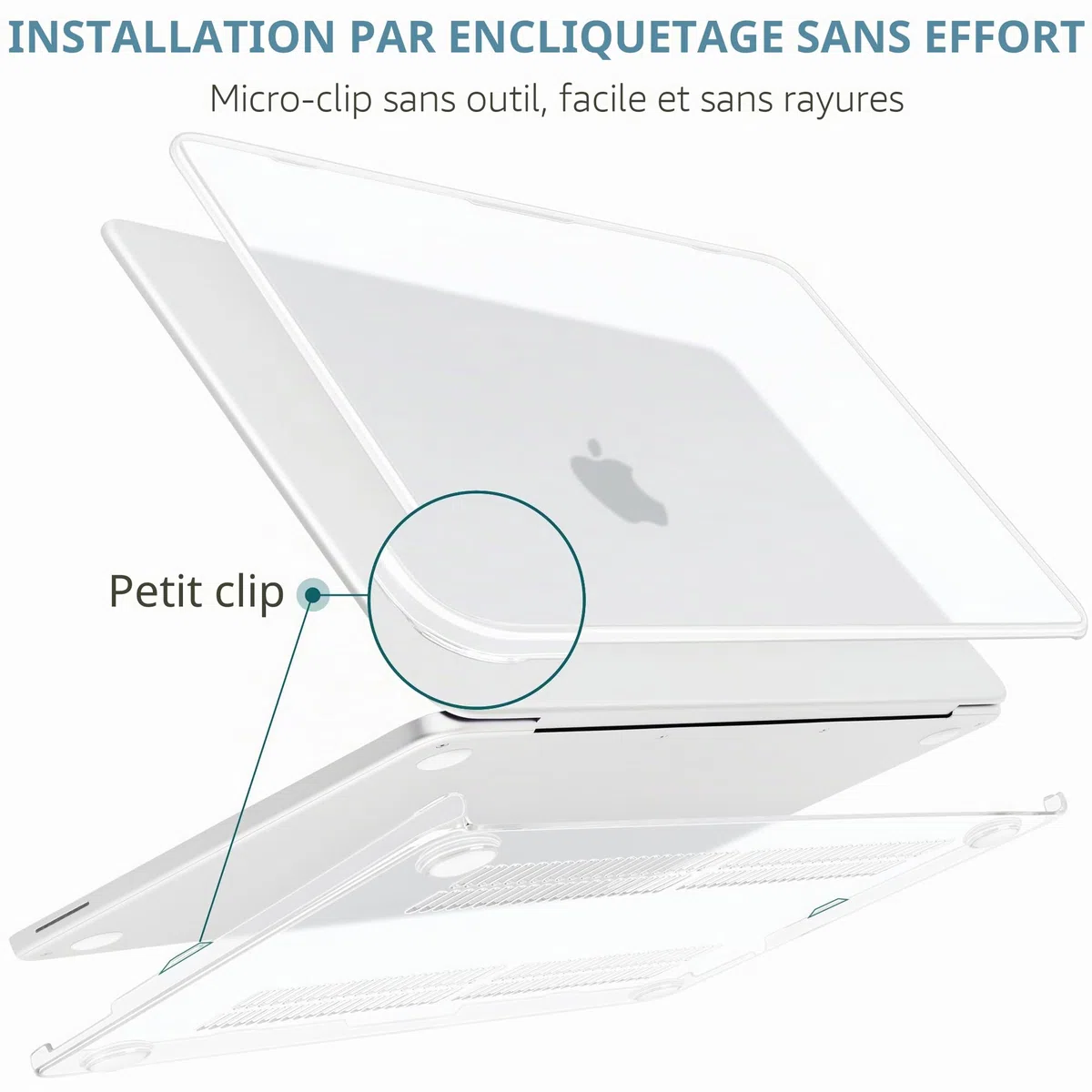 Batianda Coque transparente 4 en 1 pour MacBook Neo 13" version 2026, modèle A3404, coque rigide ultra fine haute transparence avec protection pour clavier, protecteur d'écran, adaptateur USB-C