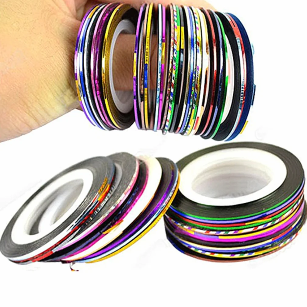 Nail Art fine Line Striping Tape Autocollant DIY Décorations à ongles 10 Couleurs mélangées
