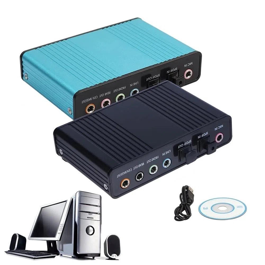 Carte Son Externe Optique USB 6 canaux 5.1 pour Ordinateur Portable, Carte Son Externe USB Professionnelle