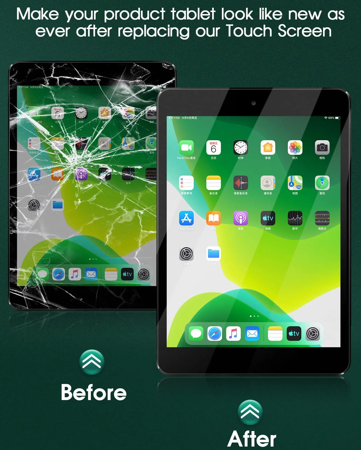 Écran tactile pour iPad 9.7 2018 A1893 A1954 noir verre trempé kit réparation