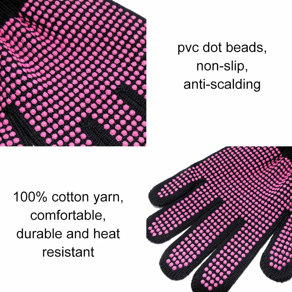 Gants de Coiffure Professionnels Thermiques pour Salon, Fer à Friser et Lisser