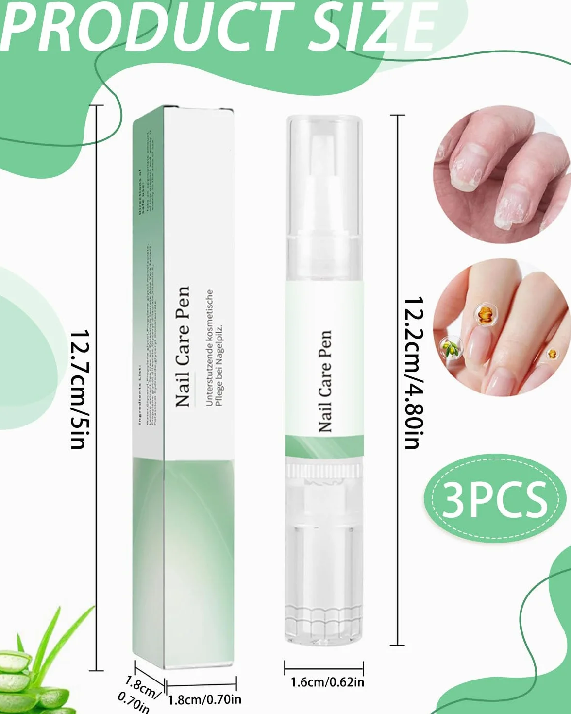 Health Routine Nail Care Pen 3 pièces, Stylo soin des ongles huile de tea tree