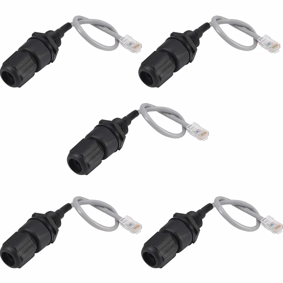 Lot de 5 connecteurs M25 RJ45 étanches Cat5/5e/6 8P8C pour câble Ethernet LAN IP67 double tête avec blindage Cat5E câble réseau adaptateur coupleur LAN extérieur mâle vers femelle