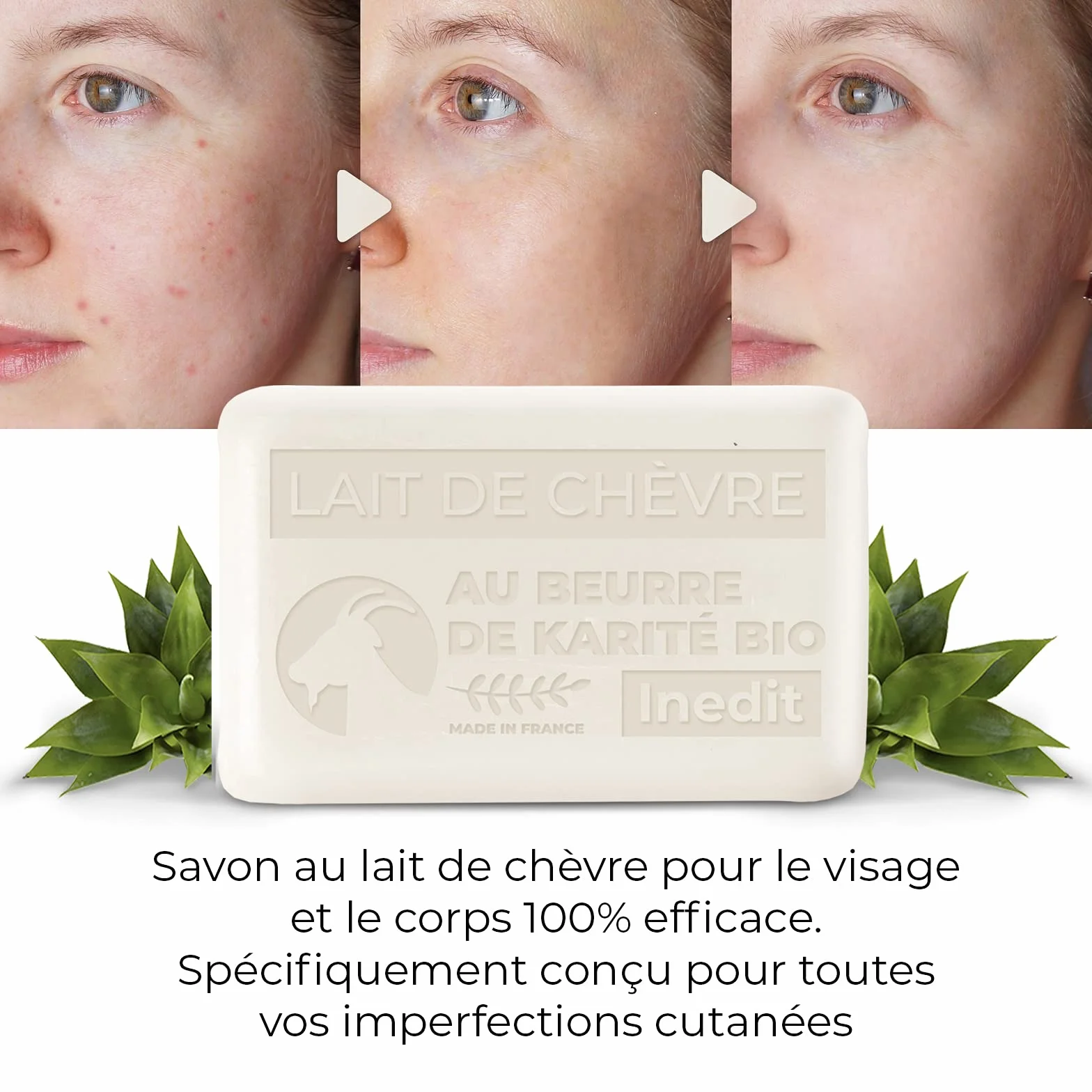 Savon Lait De Chèvre au Beurre de Karité Visage Peau Sensible 2 Pièces 200g Français