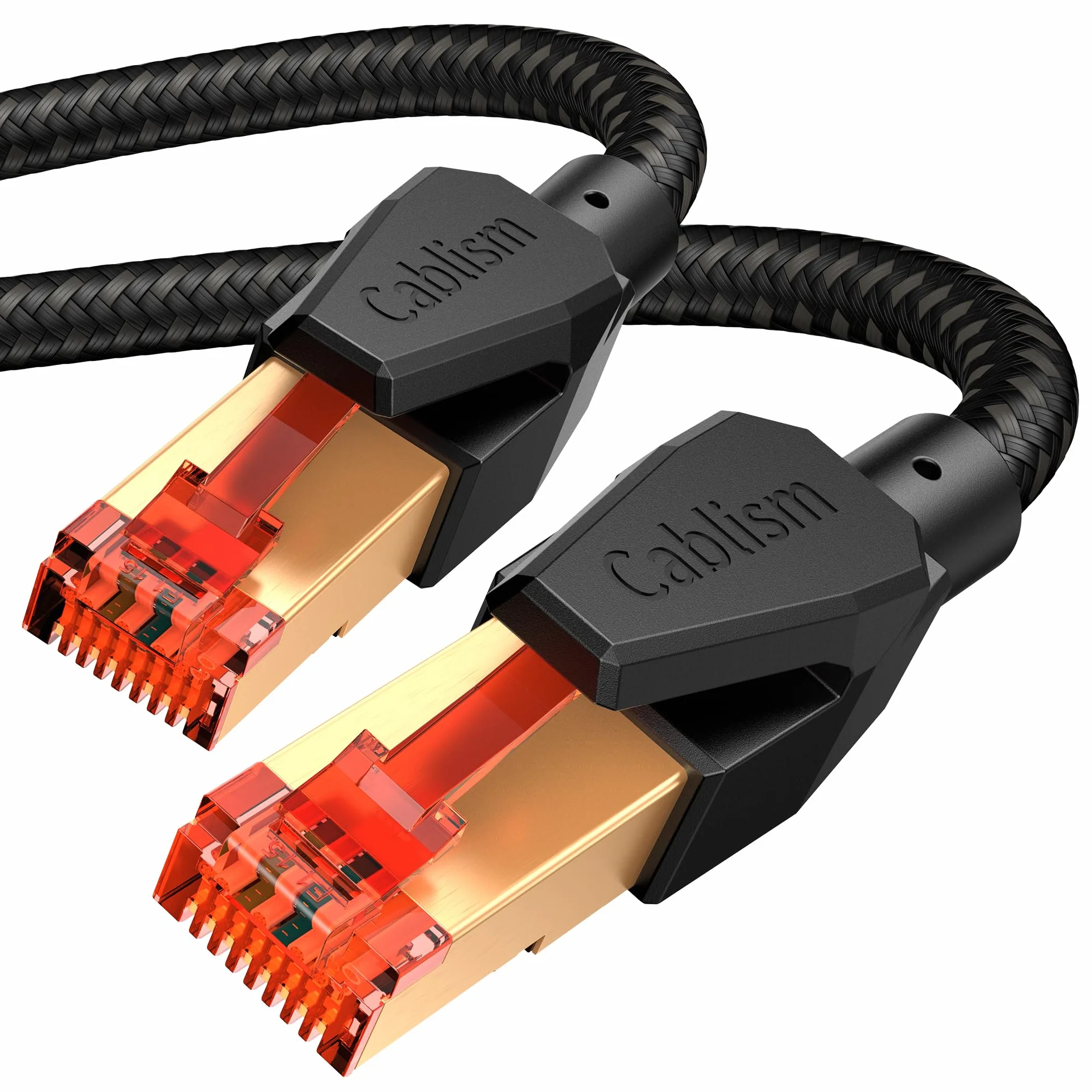 Câble Ethernet réseau Cat 8 RJ45 2M 40Gbit/s 2000MHz blindé haute vitesse noir nylon rond