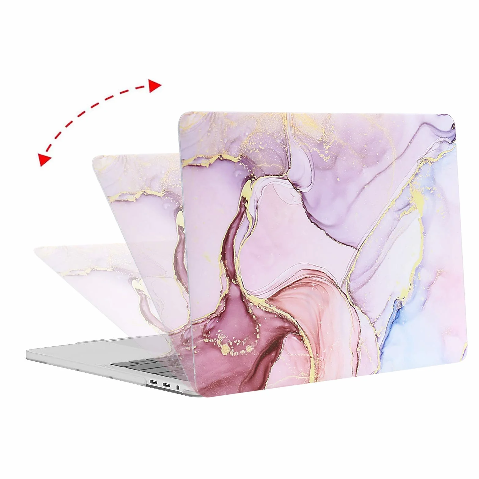 MOSISO Coque MacBook Pro 13 Pouces 2016-2021 A2338 M1 Plastique Rigide Marbre Rose