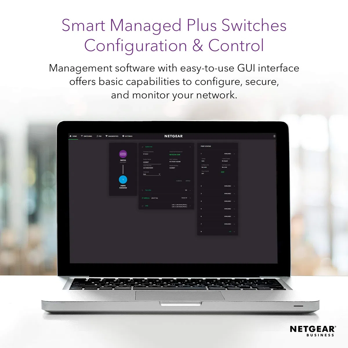 NETGEAR GS308EP Commutateur réseau 8 Ports Gigabit Ethernet Plus avec 8 PoE+ @ 62 W Montage Mural ou de Bureau