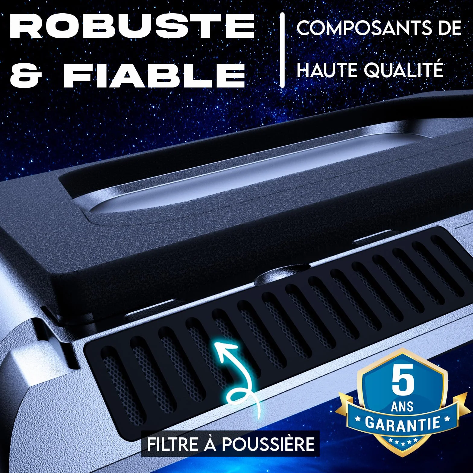 KLIM Everest Support Ordinateur Portable Ventilé Refroidisseur PC 4300 RPM Mousse Isolante 14-17,3 Pouces