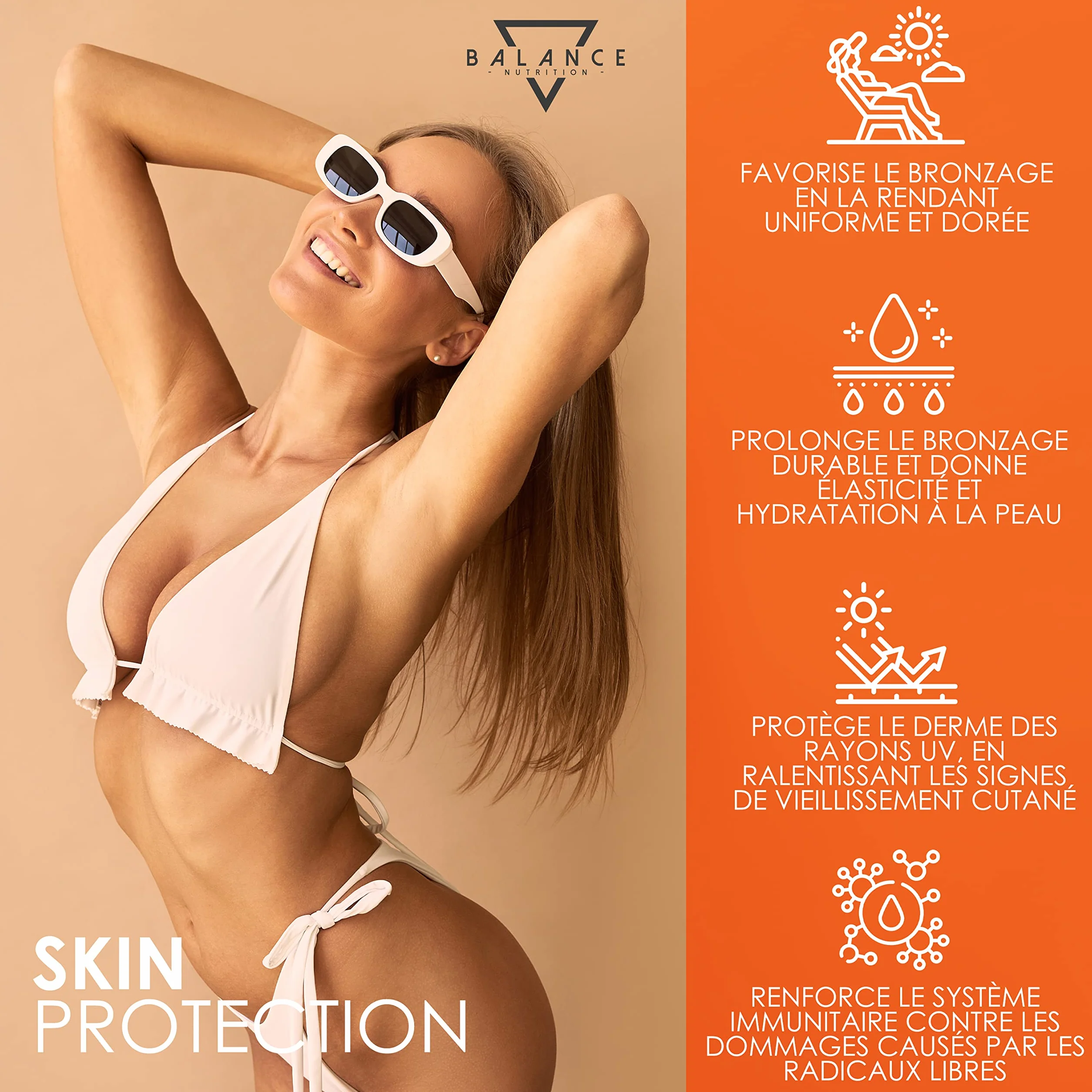 BALANCE NUTRITION BETA CAROTENE 240 Comprimés Autobronzant Gelule Bêtacarotène Bronzage Fort Extrait de Carotte Naturel