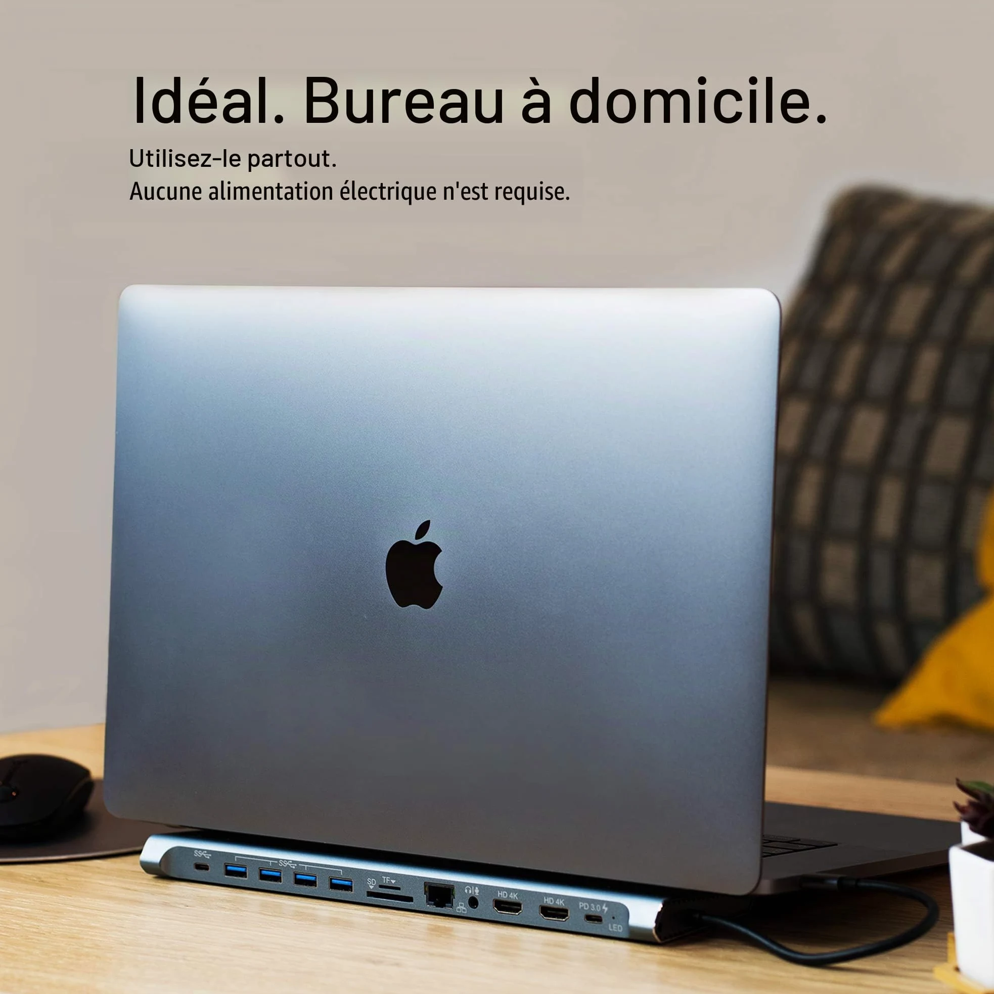 XtremeMac Adaptateur Hub USB-C 12 en 1 - Station d'accueil pour Apple MacBook Type C, Ethernet, 4X USB 3.0, 2X USB C PD, 2X 4K HDMI, Micro Audio, Lecteur Carte SD/TF