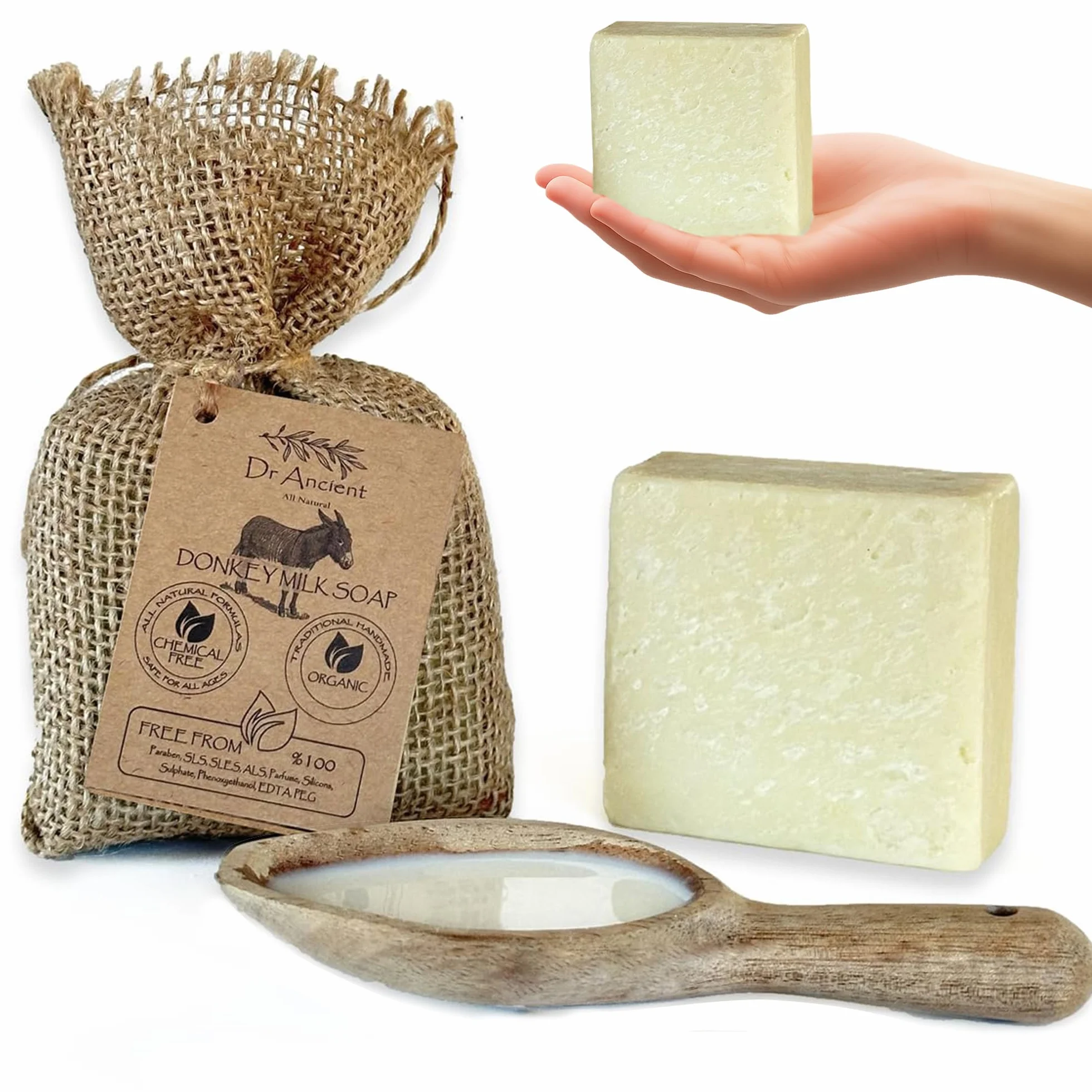 Dr.Ancient Barre de savon au lait d'ânesse biologique anti-âge hydratant