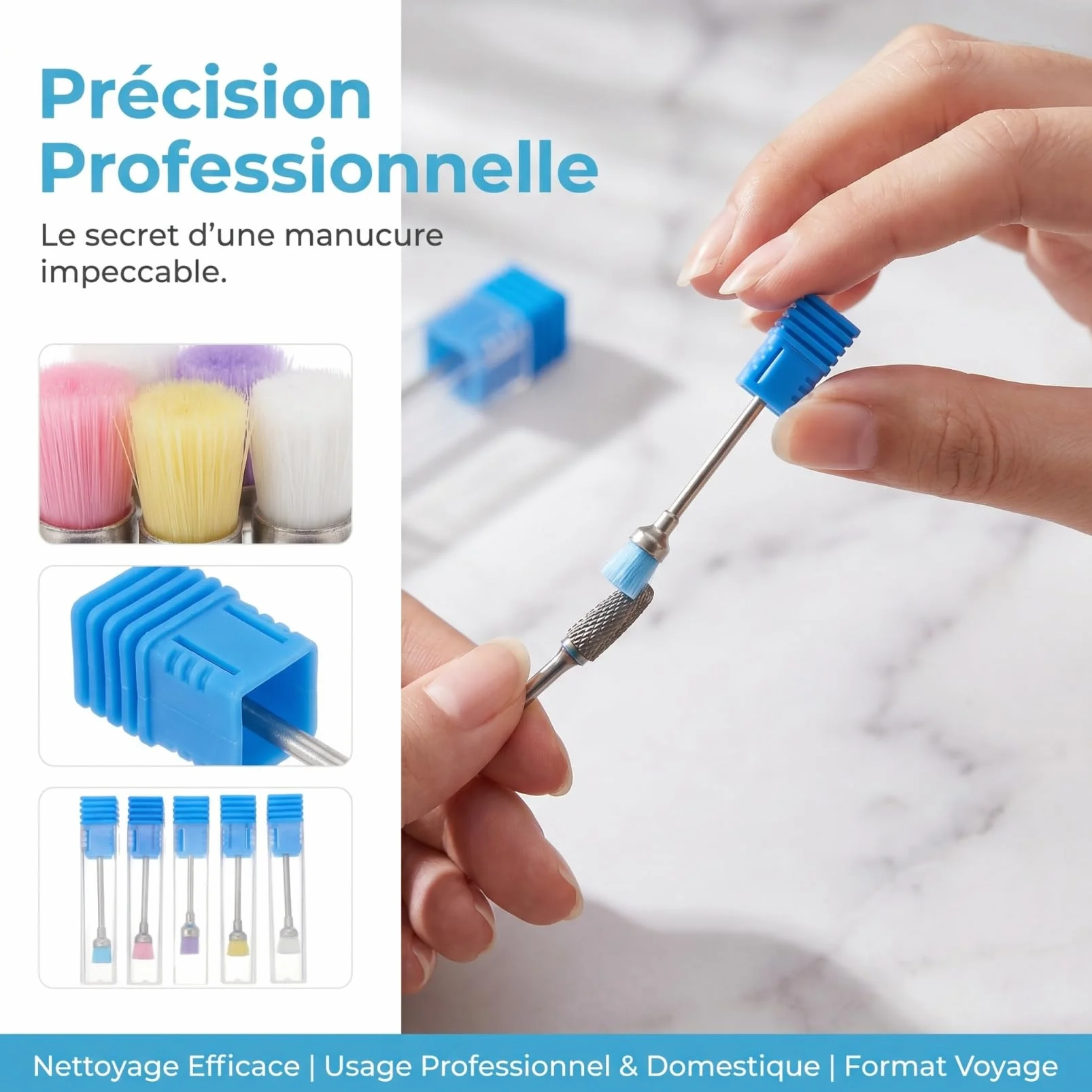 LIFKOME 5 pièces Brosse de Nettoyage pour Ongles Manucure Pédicure Professionnel Kit Nail Art