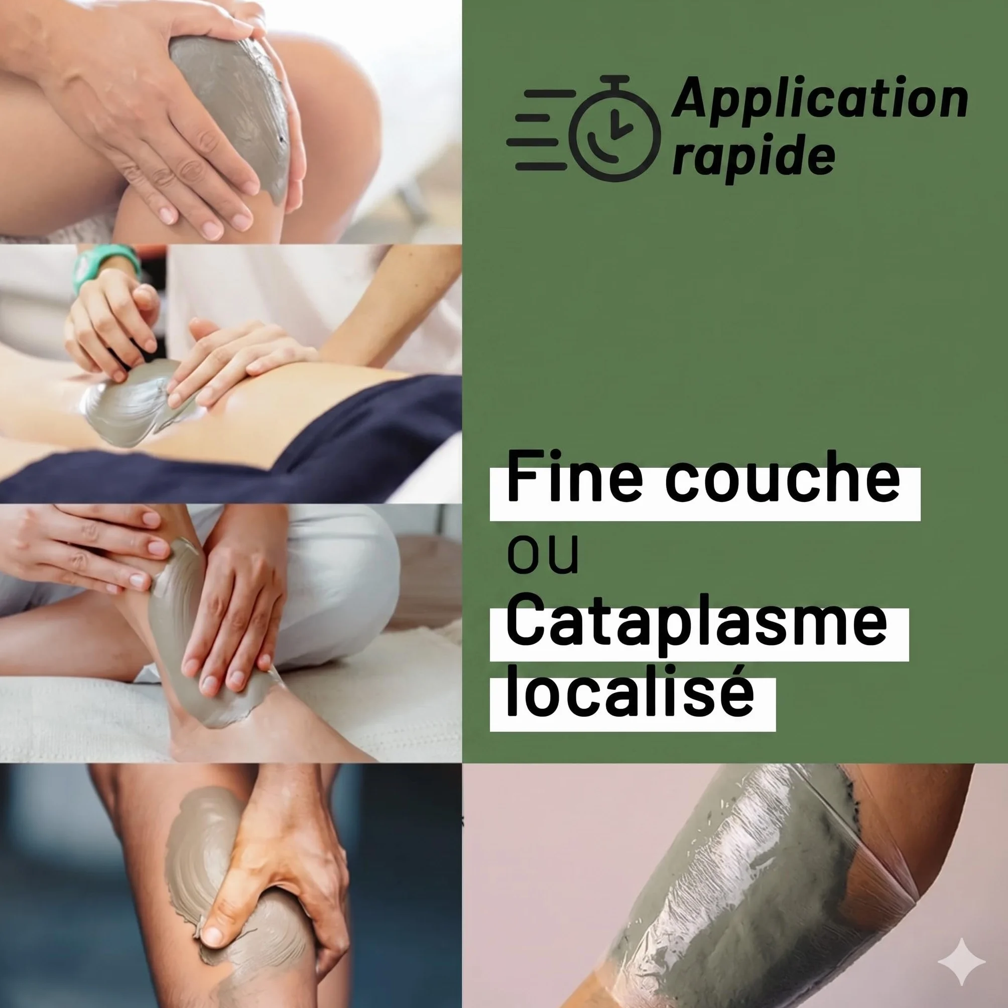 Cataplasme Cryo AGYflex Argile Verte 250g Vigne Rouge Arnica Menthol Bien-être Muscles Articulations Fabriqué en France
