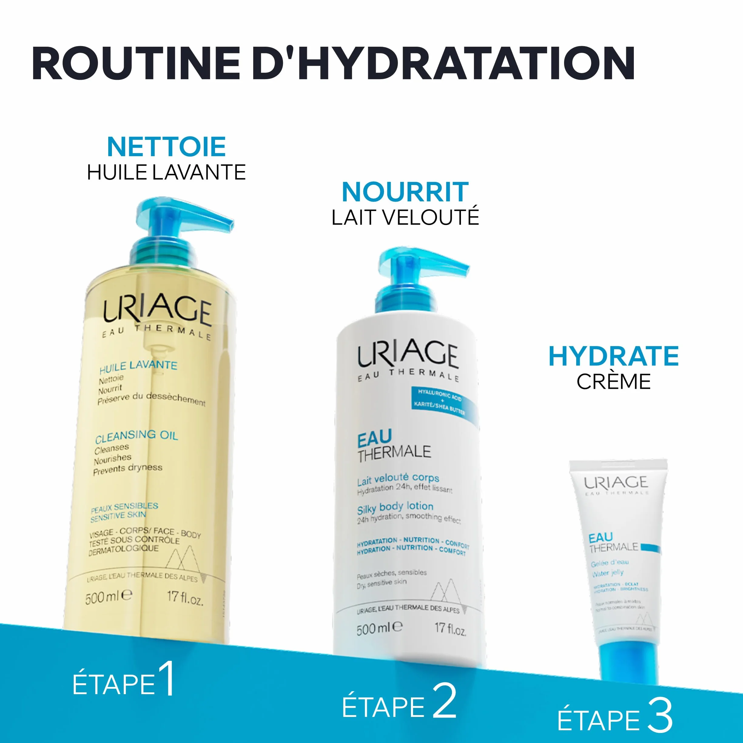 Uriage Huile de Douche 50ml Nettoyant Visage et Corps Peaux Sèches et Sensibles 25% Glycérine pH Physiologique Sans Savon