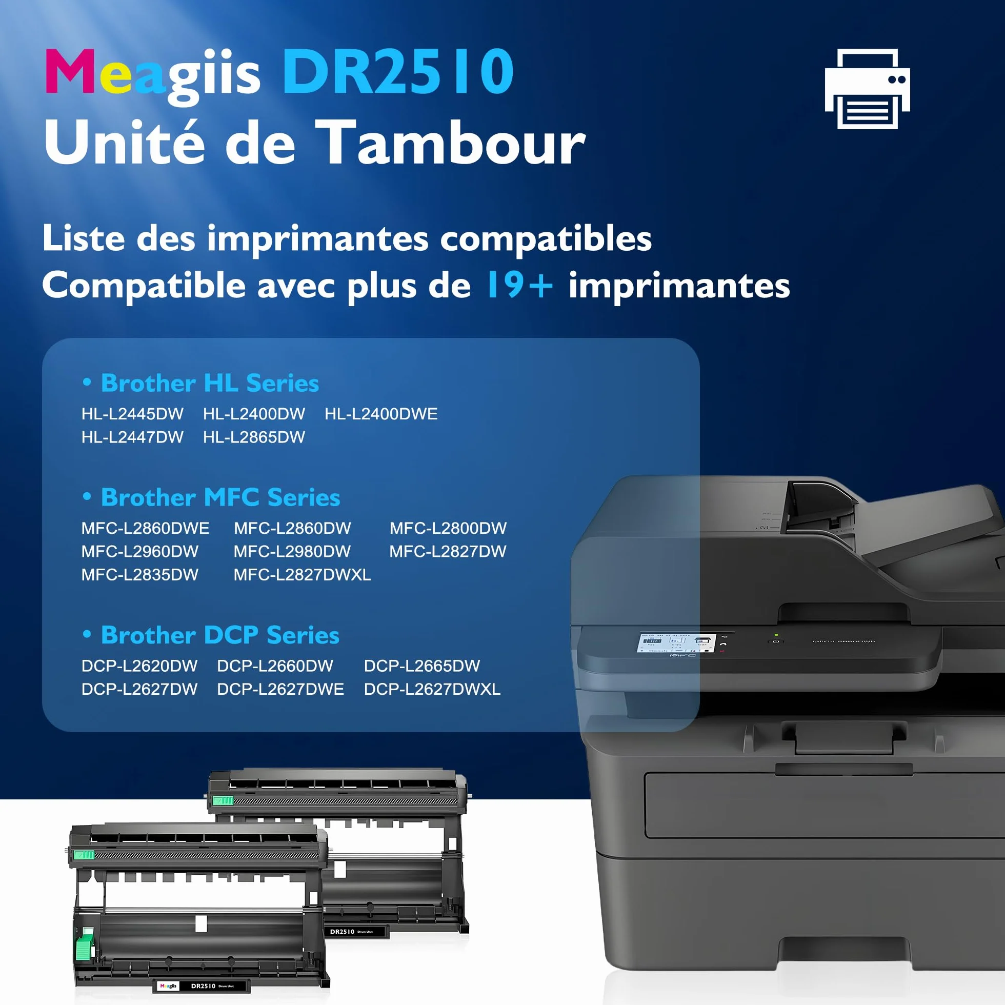 Brother DR2510 Unité de Tambour Compatible DR-2510 2 Pack