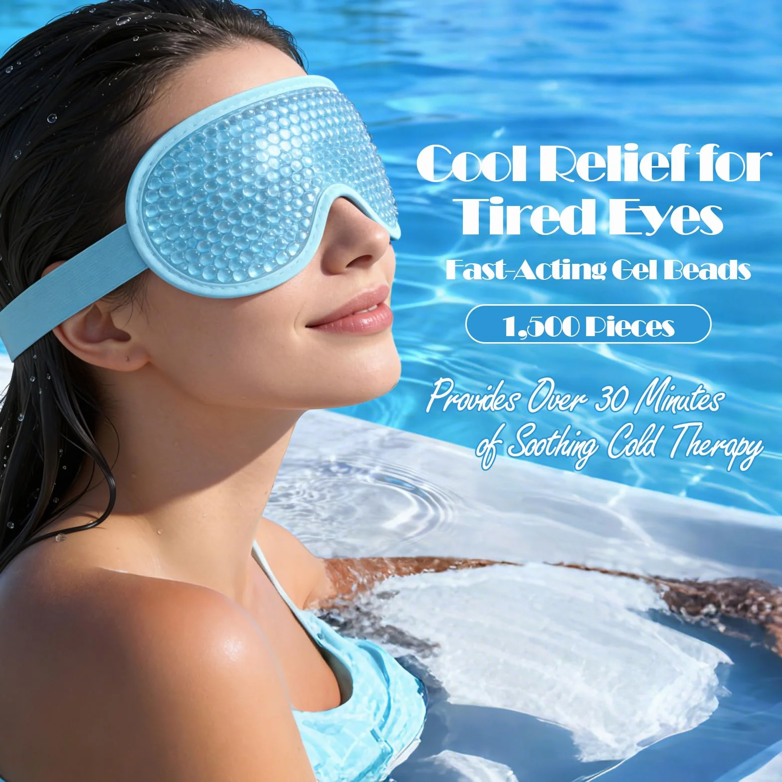 Masque Froid en Gel Réutilisable pour Visage, Réduit Gonflements Cernes Sécheresse Oculaire, Compresse Froide Chaude Maux de Tête