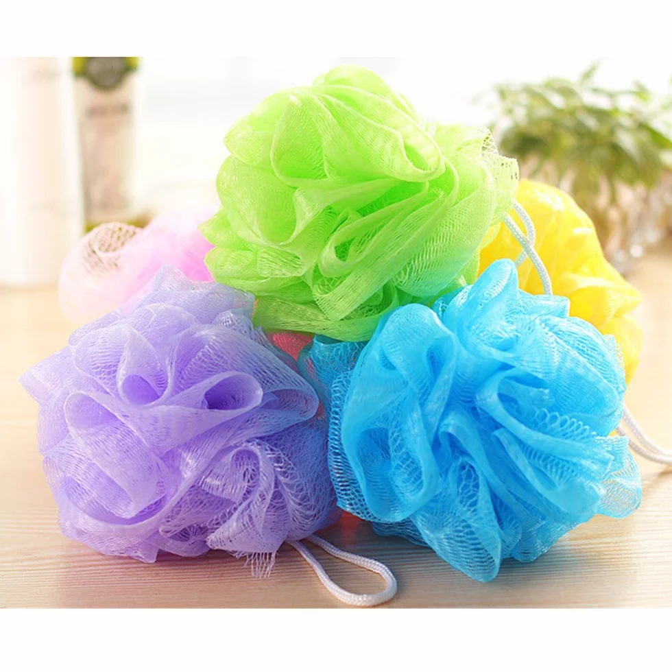 TRIXES Lot de 5 Fleurs de Douche Exfoliantes Couleurs Variées Savonnage Facile Eponge Douche Durable Maille Moussante Lavable