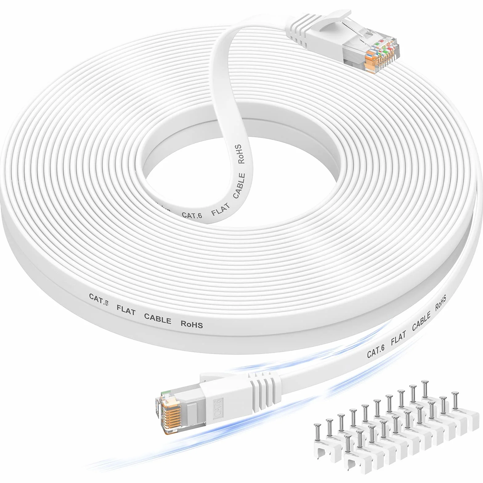 Nixsto Câble Ethernet 15m RJ45 Cat 6 Cable Réseau Haut Débit Blanc