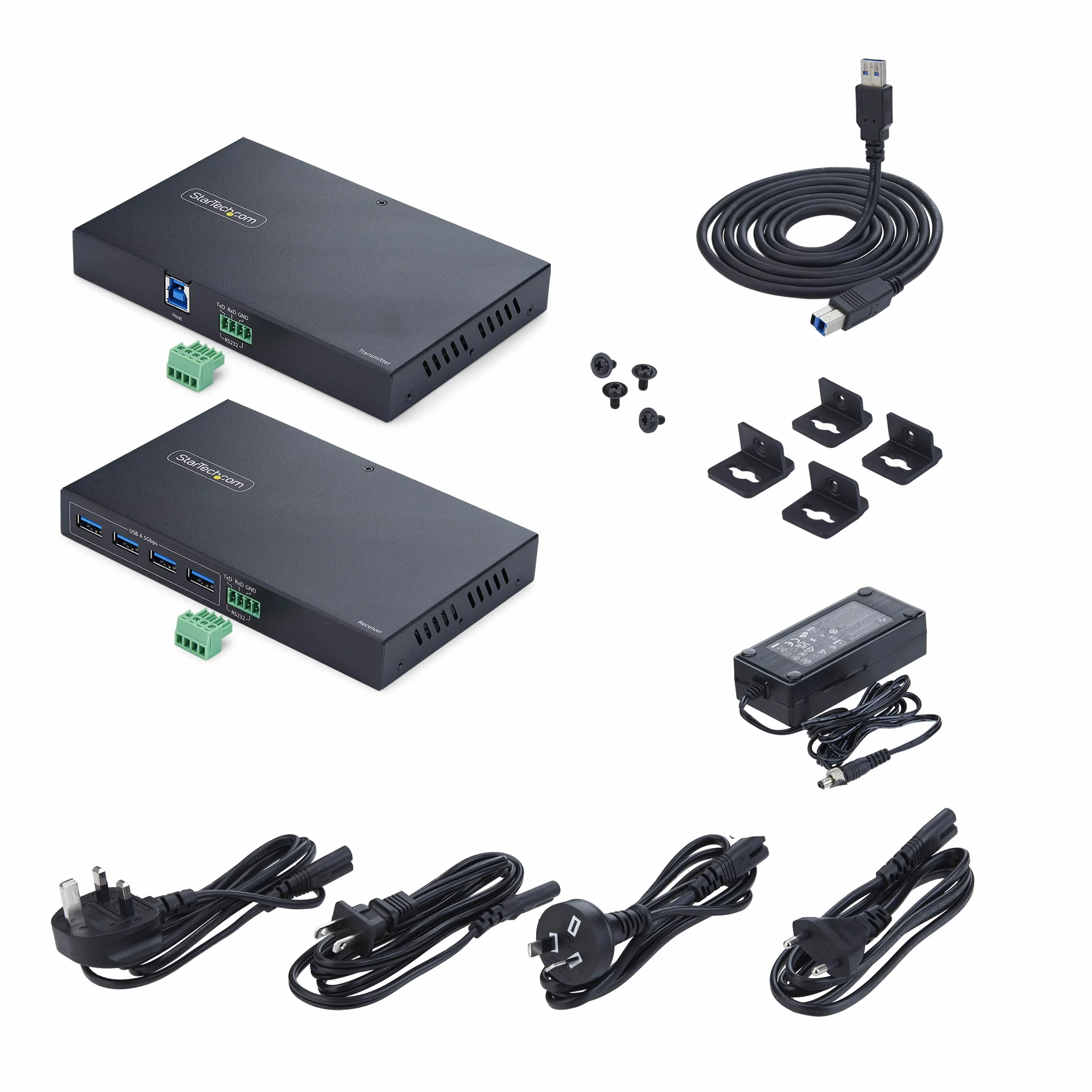 StarTech Extension USB 3.0 4 Ports sur Ethernet 100m Via RJ45 Cat6a Cat8 | Hub 4x USB-A 5 Gbps, Périphériques USB distants, HDBaseT, PoC, C10043-USB-EXTENDER