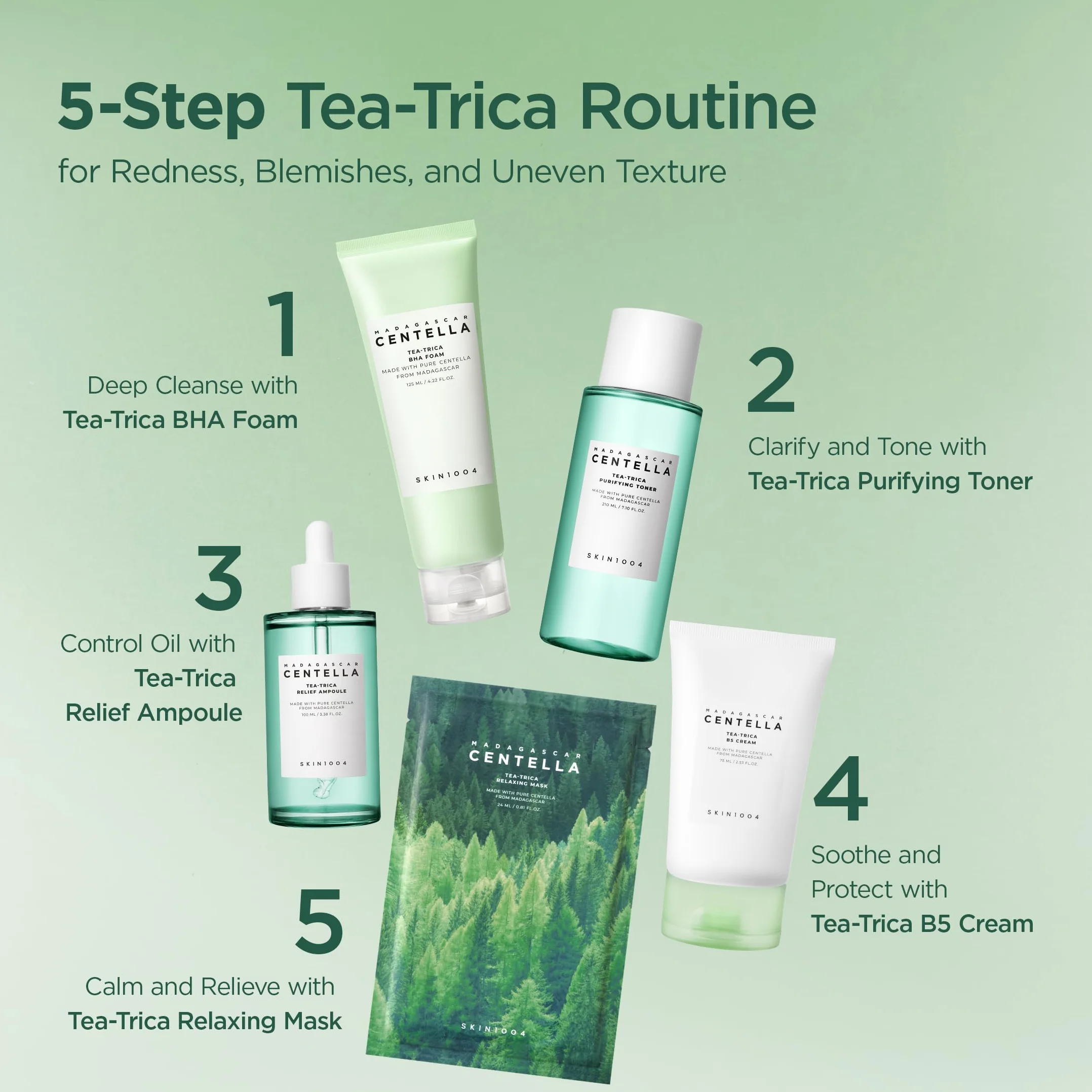 SKIN1004 Mousse BHA Centella Tea-Trica de Madagascar 125 ml Soin nettoyant professionnel