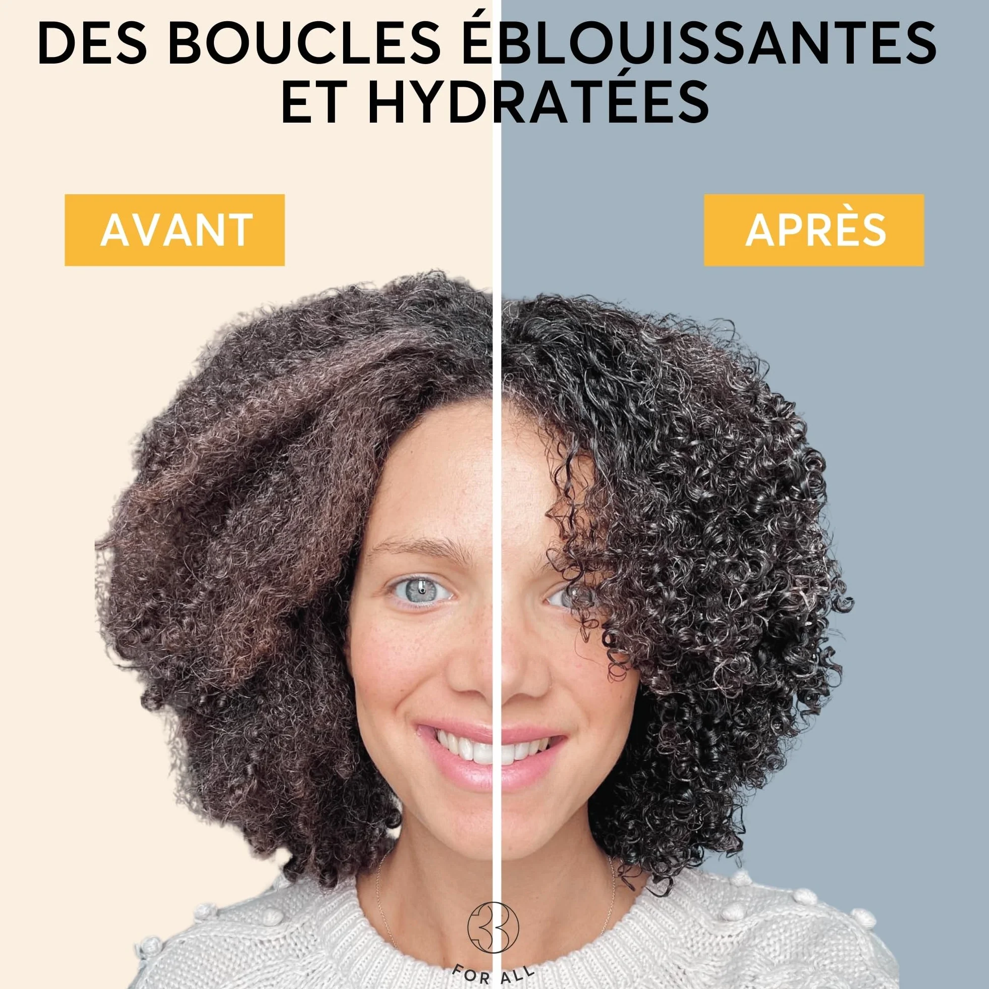 Trois For All Crème Cheveux Bouclés, Soin Crème Immédiat 250ml